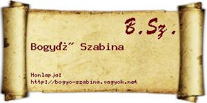 Bogyó Szabina névjegykártya